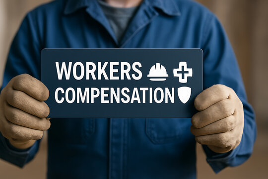 Industry concept of workers compensation. Worker Injury Medical Insurance