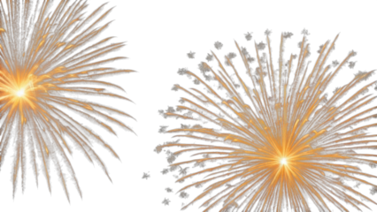 Shimmering gold pyrotechnic bursts for digital art, seasonal marketing, or celebratory overlays.
