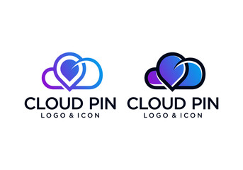 cloud pin logo icon design vector design template