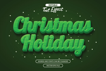 Christmas holiday editable text effect with 3d cartoon text style