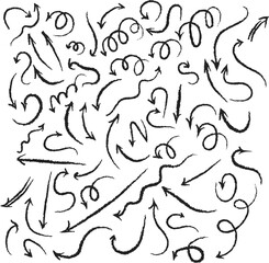 Hand Drawn Black Arrow Doodle Set — Grunge, Sketch, Direction, Pointer, Vector, Brush Stroke, Scribble, Symbol, Icon, Modern, Marker, Line Art