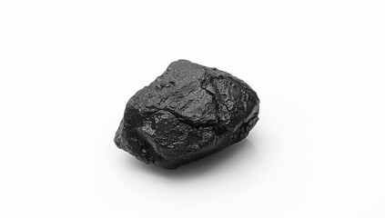 Obraz premium Anthracite Clump. An Abstract Study of Texture and Dark Form on a White Backdrop.