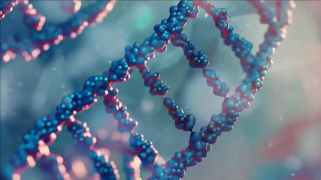 High-resolution of colorful double helix DNA strands set against a blurred background. Ideal for scientific s and educational materials about genetics and biology.