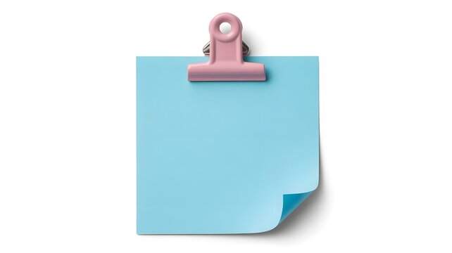 Pale blue note paper held by a stylish pink clip, perfect for reminders and ideas