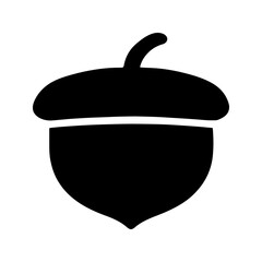 Fototapeta premium Simple black silhouette icon of an acorn with a stem against a transparent background representing nature and growth
