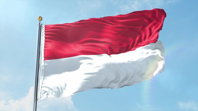 4K Monaco flag waving in the wind - realistic Monaco flag animation in high resolution, perfect for Monaco national day, independence, travel and patriotic video projects