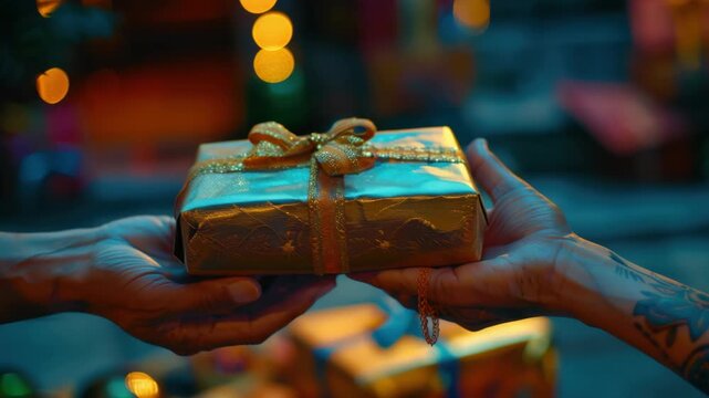 The joy of receiving a beautifully wrapped Christmas gift