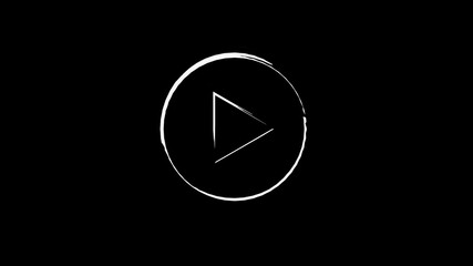 Icon representing play button featured on a digital media interface against a simple black background