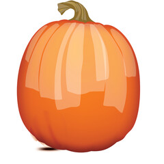 A Large Vibrant Orange Pumpkin with a Textured Green Stem Set Against a Transparent Background