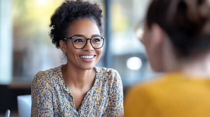 Smiling representative assisting elderly customer with warranty issue