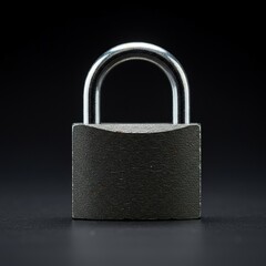 Fototapeta premium A sturdy metal padlock is securely closed, signifying security, protection, and restricted access. Its aged surface tells tales of vigilance ,unbreakable ,secret ,protection device