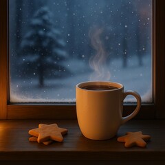 雪の窓辺のホットチョコレート｜Hot Chocolate by the Snowy Window
