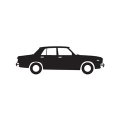 Fototapeta premium Black silhouette of a vintage sedan car