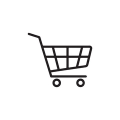 Simple black outline icon of a shopping cart, isolated on a, representing commerce and retail