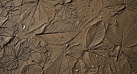Textured Background of Pressed Autumn Leaves in Earth Tones.