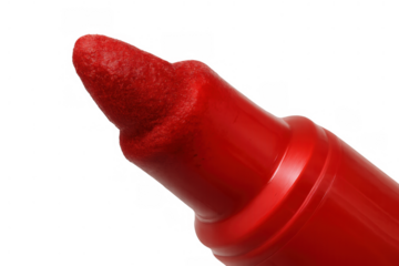 Red marker pen with a saturated tip, perfect for sketching, highlighting, or marking, set against a clear background