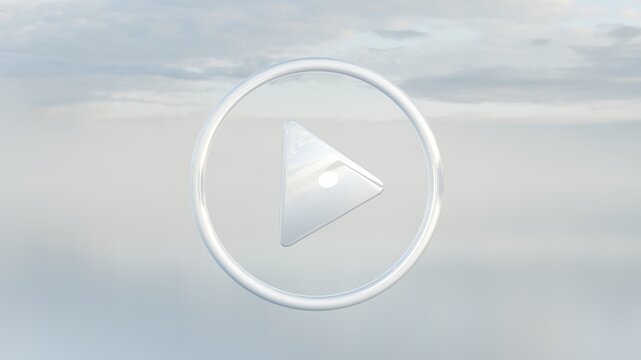 Play button icon design on a soft cloudy background for digital media use and application