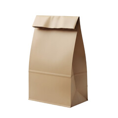 Simple kraft paper bag, perfect for lunch, coffee, packaging, eco, and food delivery design projects. isolated on white or transparent background.PNG format.