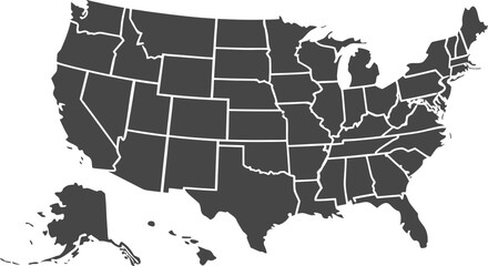 USA map with states isolated on a white background. Vector illustration of the map of the United States of America, AI-Generated Vector