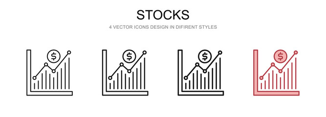 Stocks in 4 different styles vector illustration