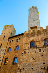 Historic towers and medieval buildings in San Gimignano, Tuscany