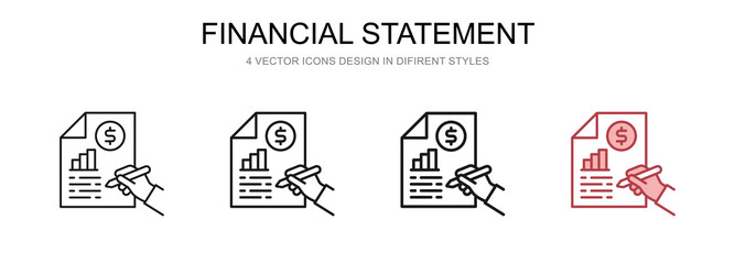 Financial Statement in 4 different styles vector illustration