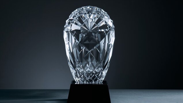 Crystalline Formation on Dark Base, Geometric Design, Faceted Clear Material.