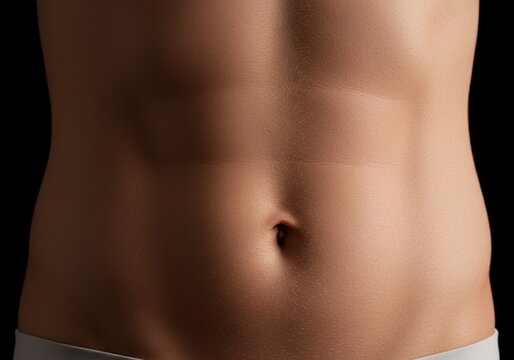 A tightly focused, close-up view of the central abdominal feature, highlighting healthy skin texture and natural anatomical structure ,healthy ,body ,cosmetic