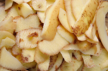 Potato peelings close up full frame background