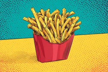 pop art style french fries