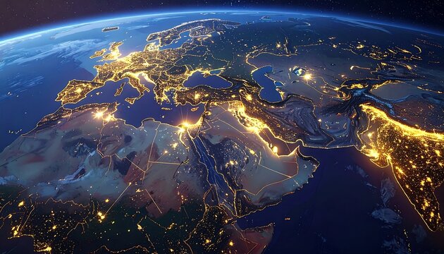 European Night Lights from Space. - Powered by Adobe
