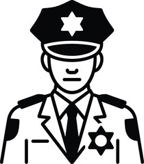 Vector illustration of police officer portrait in uniform and hat