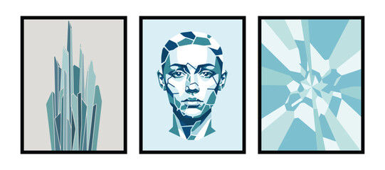 Glacial Abstract Chill Tones Art Poster