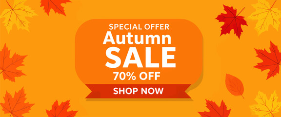 Autumn Sale Special Offer 70 Percent Off Shop Now Banner