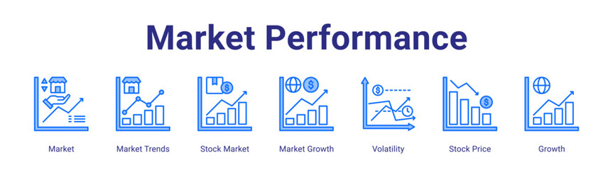Market Performance web icon vector illustration concept with icon of Market,Market Trends,Stock Market,Market Growth,Volatility,Stock Price,Growth