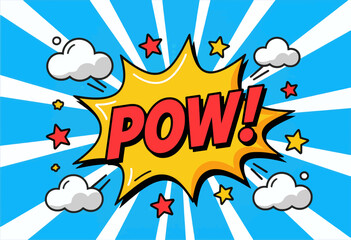 Fototapeta premium Comic book explosion effect with bold POW graphic design