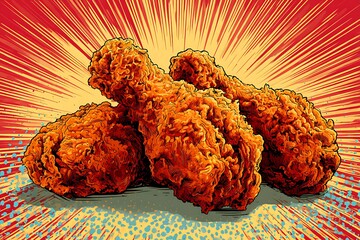 pop art style fried chicken