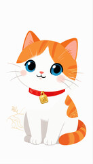 Obraz premium Cute Orange Tabby Kitten with Red Collar Tag