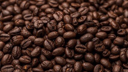 Obraz premium Dark, Roasted Aroma. An Abstract Composition of Coffee Beans, CloseUp Textures.