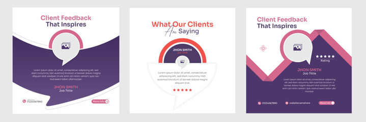 Modern testimonial and feedback template bundle for client review and rating showcase.