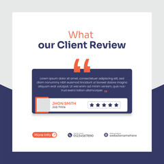 client feedback square template with customer rating and review layout