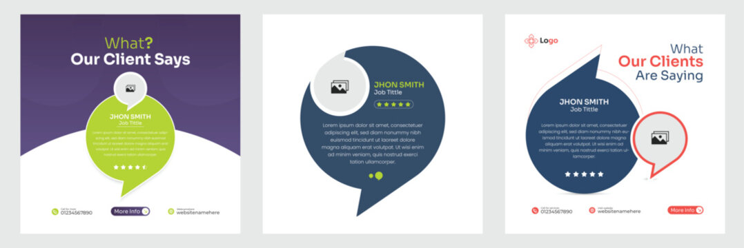 Creative testimonial feedback template bundle for client review and business marketing