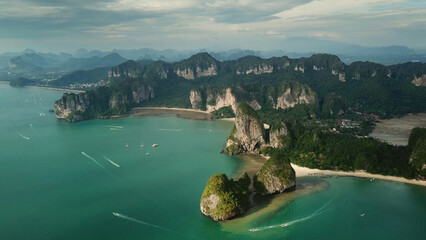 Aerial view of tropical lagoon, Railay, Thailand
