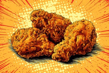 pop art style fried chicken
