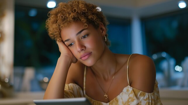 Holographic AR grocery list projected above smart kitchen counter while person checks items on tablet — concept of future household AI, smart home technology, and digital convenience in daily - Powered by Adobe