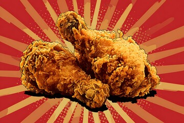 pop art style fried chicken