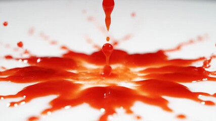 Red liquid splash with dynamic motion on white background - Powered by Adobe