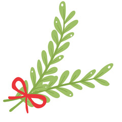 Christmas Foliage and Berries | Holiday Decoration Vector | Winter Clipart Illustration