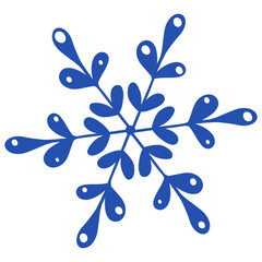 Blue Porcelain Snowflake Ornament | Delft Blue Christmas Clipart | Blue and White Holiday Vector