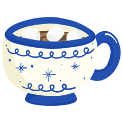 Blue Porcelain Christmas Cookies and Sweets | Delft Blue Holiday Clipart | Blue and White Winter Vector